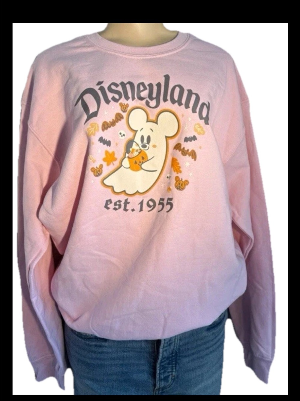 Disneyland 2026 Large Mickey Ghost Halloween Sweatshirt Pink